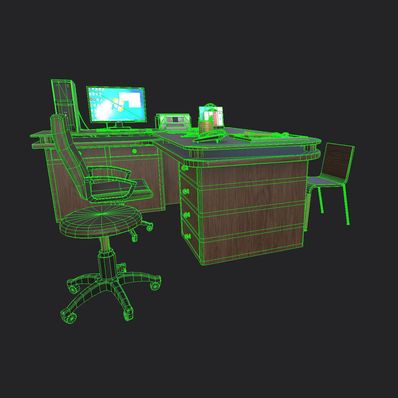 Clinic Desk with Accessories Low-poly 3D model_7