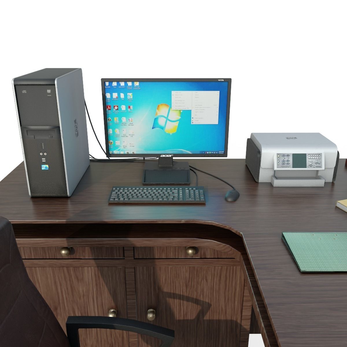 Clinic Desk with Accessories Low-poly 3D model_4