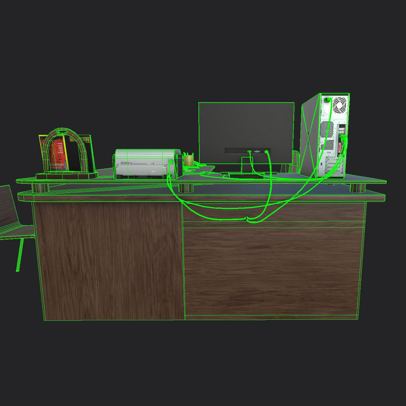 Clinic Desk with Accessories Low-poly 3D model_8