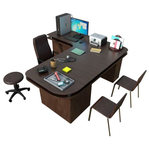 Clinic Desk with Accessories Low-poly 3D model