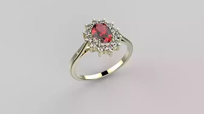 Ring with oval central
