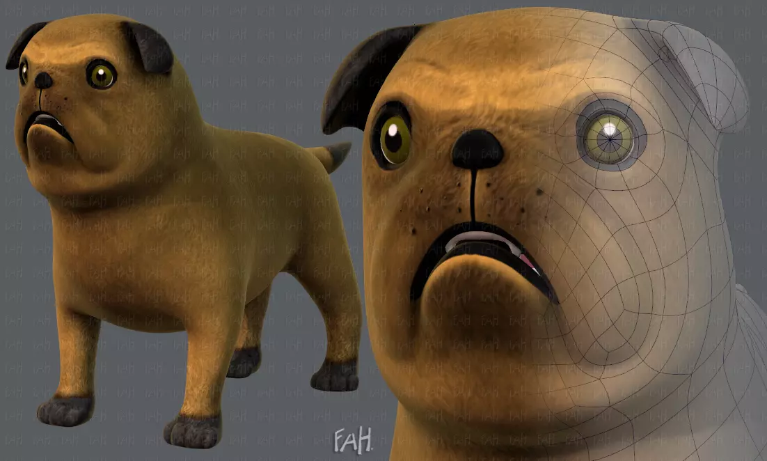 Dog base cartoonV04 Low-poly 3D model_0