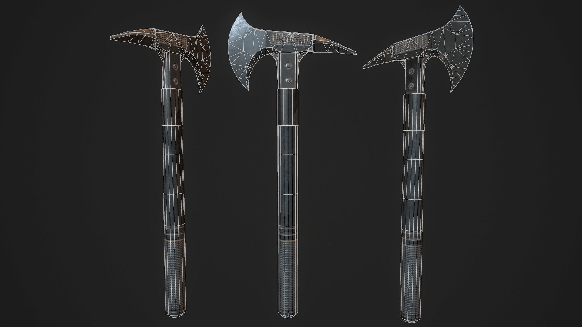 Modern Axe 02 Low-poly 3D model_3