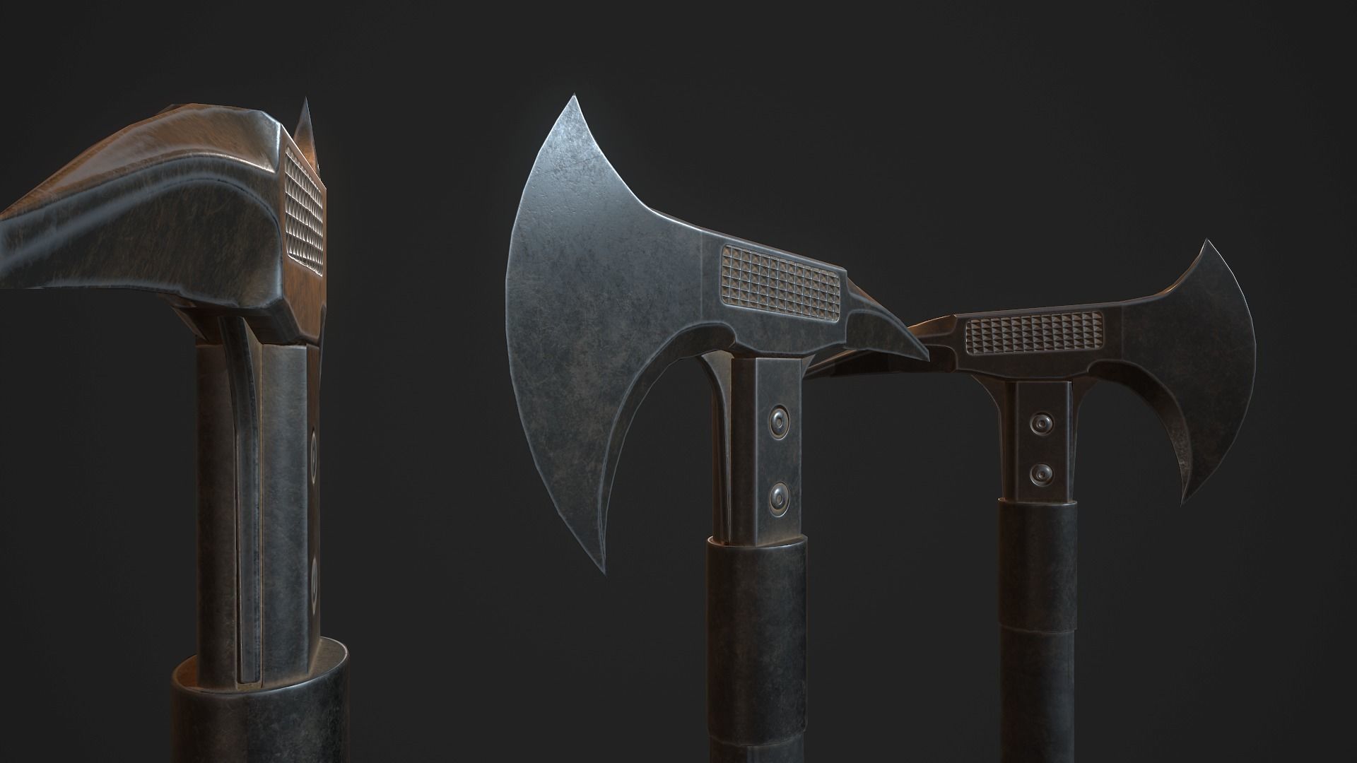 Modern Axe 02 Low-poly 3D model_8