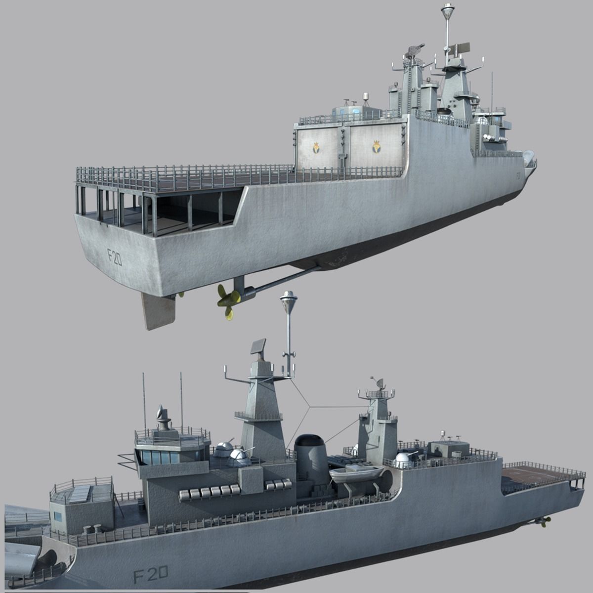 INS Godavari Frigate Low-poly 3D model_4
