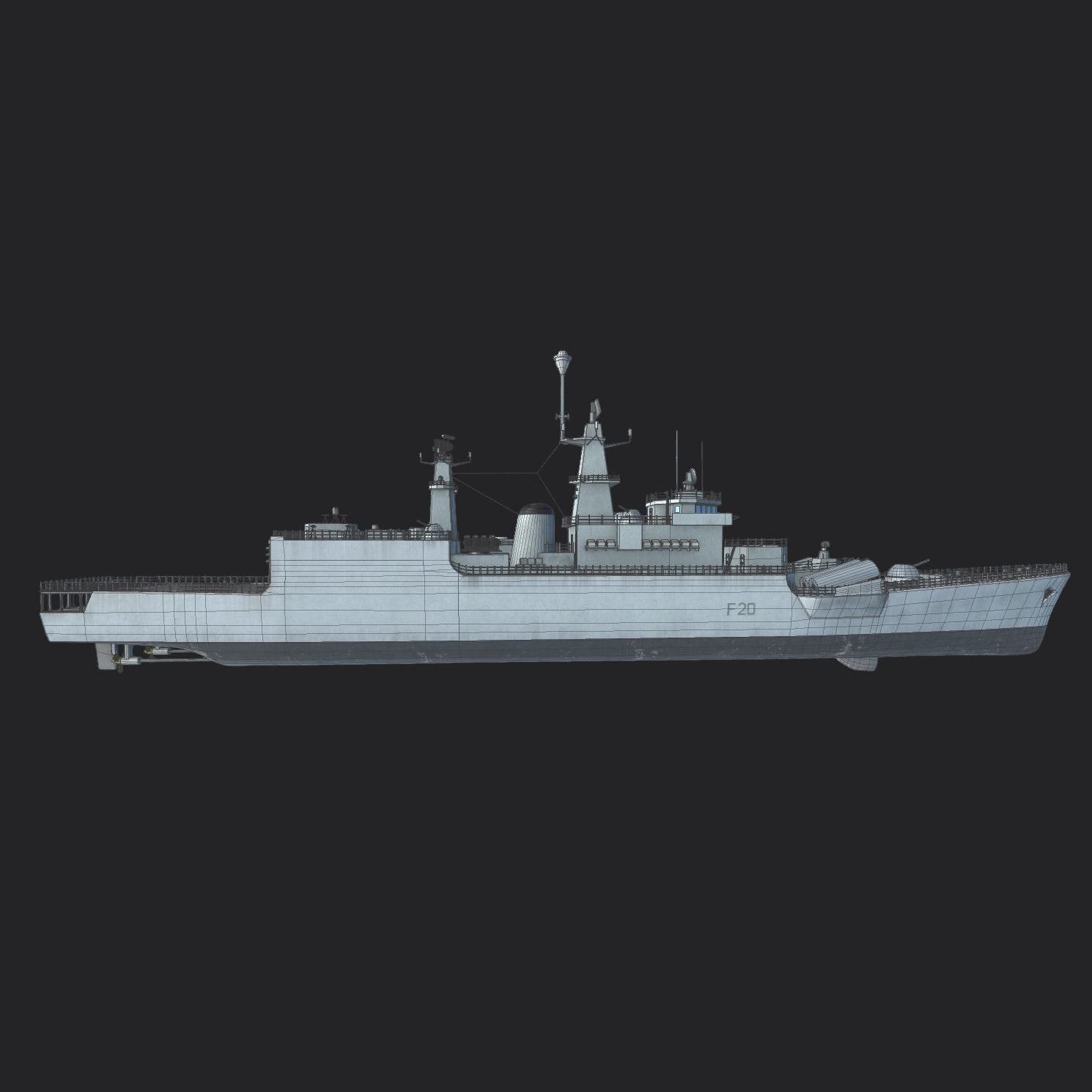 INS Godavari Frigate Low-poly 3D model_7