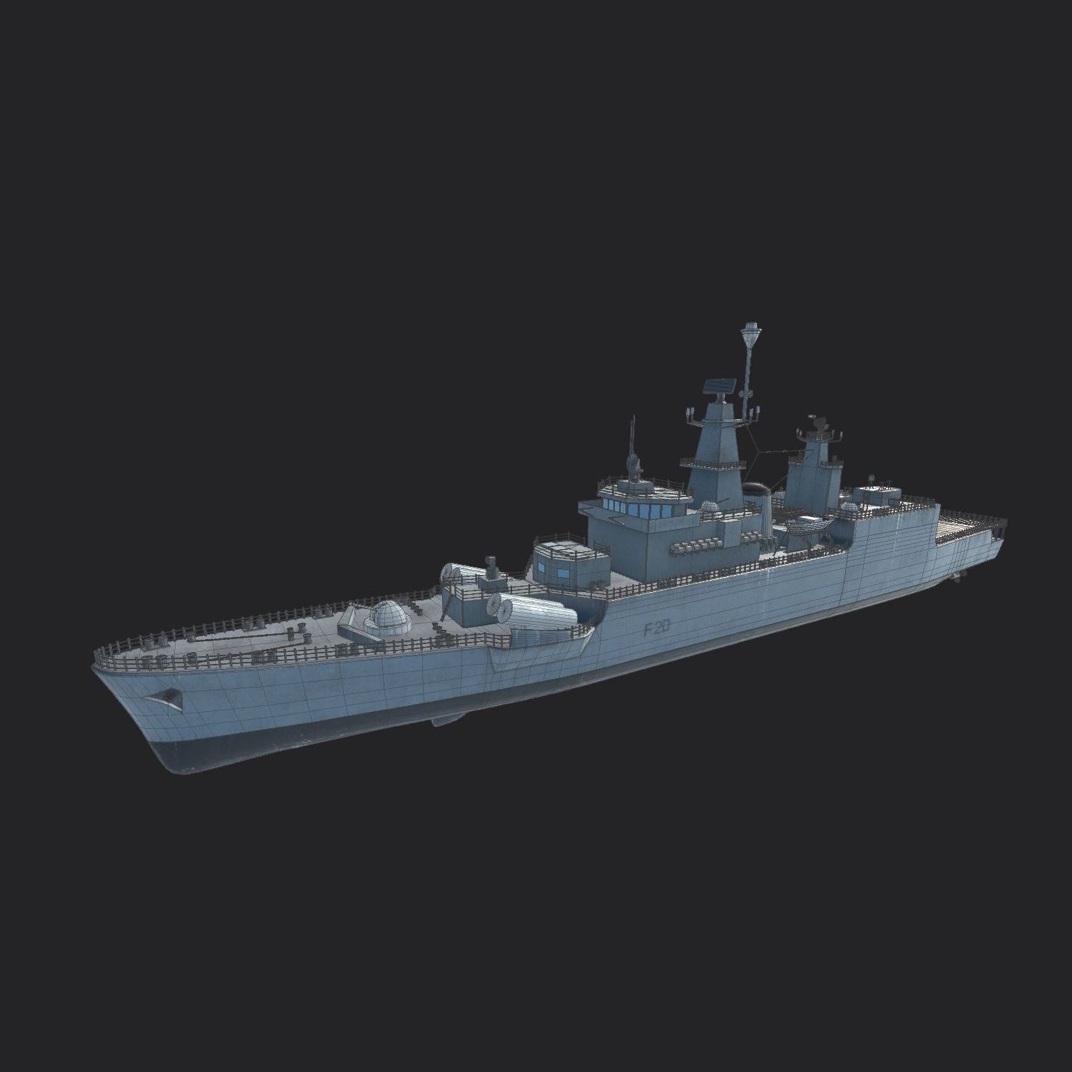 INS Godavari Frigate Low-poly 3D model_8