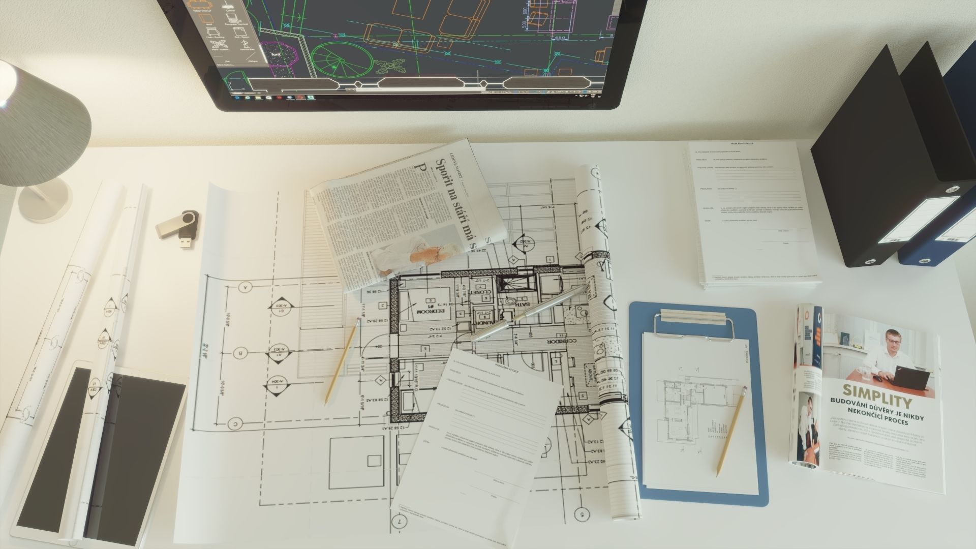 Office set architect 3D model_1