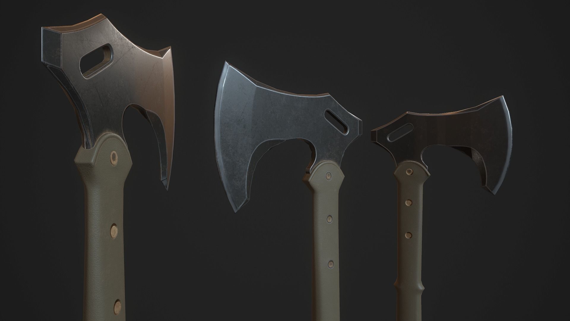Modern Axe 03 Low-poly 3D model_6