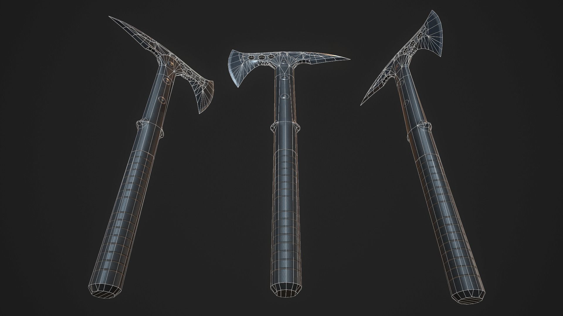 Modern Axe 04 Low-poly 3D model_3