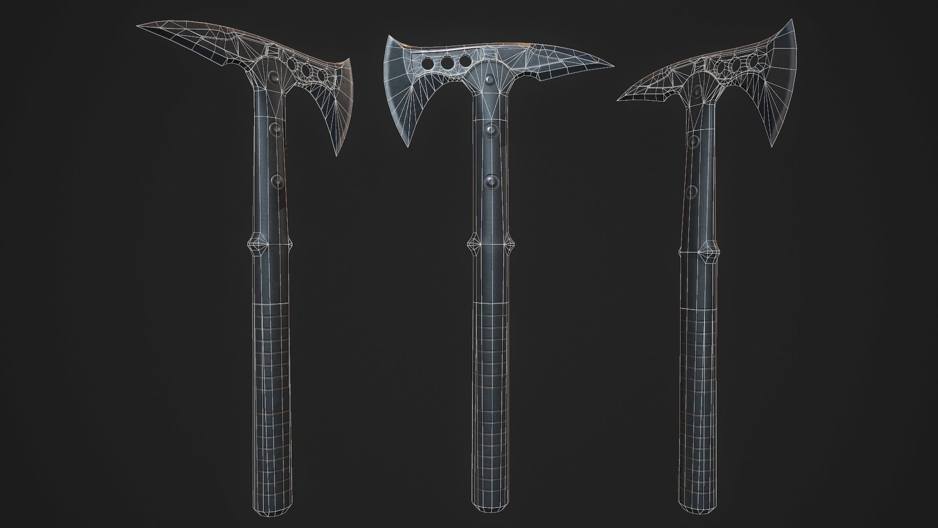 Modern Axe 04 Low-poly 3D model_2
