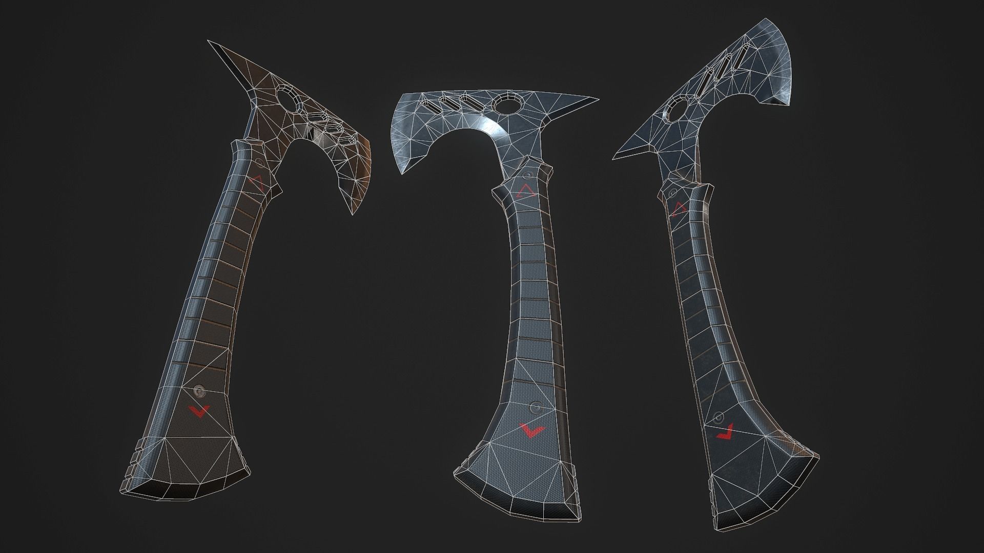 Modern Axe 05 Low-poly 3D model_5