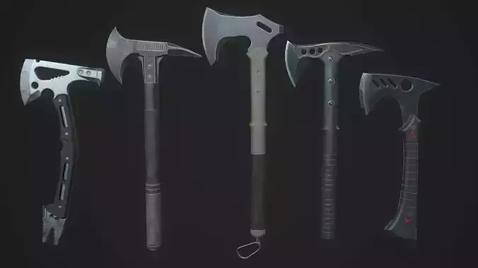 Modern Axe Set 01 3D Model Collection
