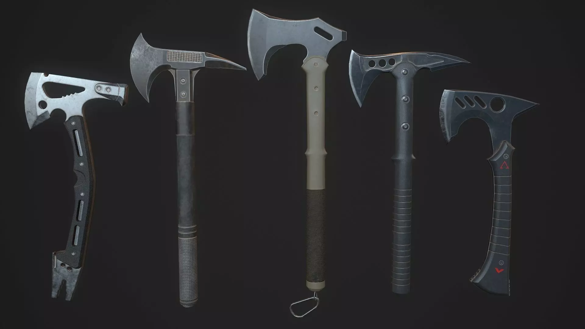 Modern Axe Set 01 3D Model Collection_0