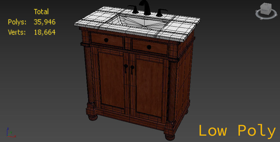 Bathroom Sink Furniture Low-poly 3D model_4