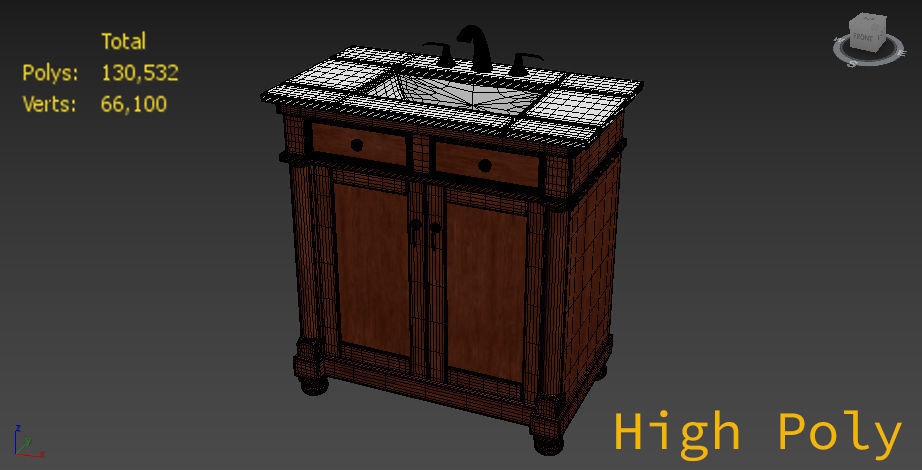Bathroom Sink Furniture Low-poly 3D model_5