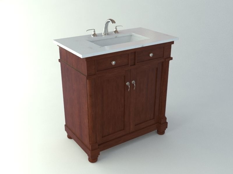 Bathroom Sink Furniture Low-poly 3D model_2