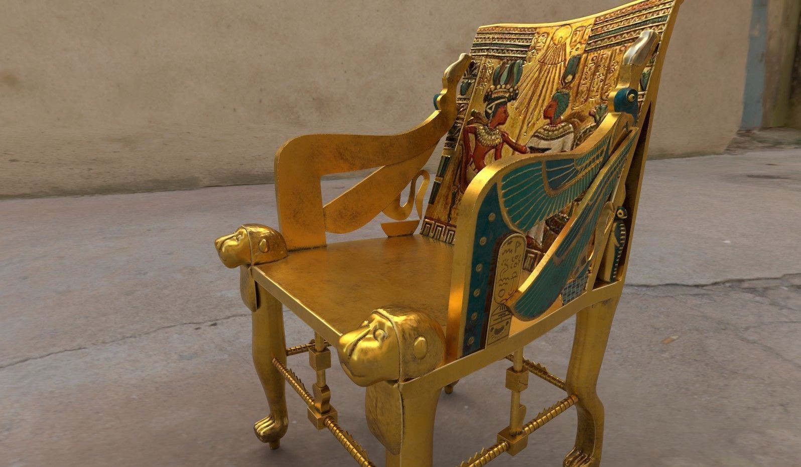 Egyptian Chair Low-poly 3D model_3
