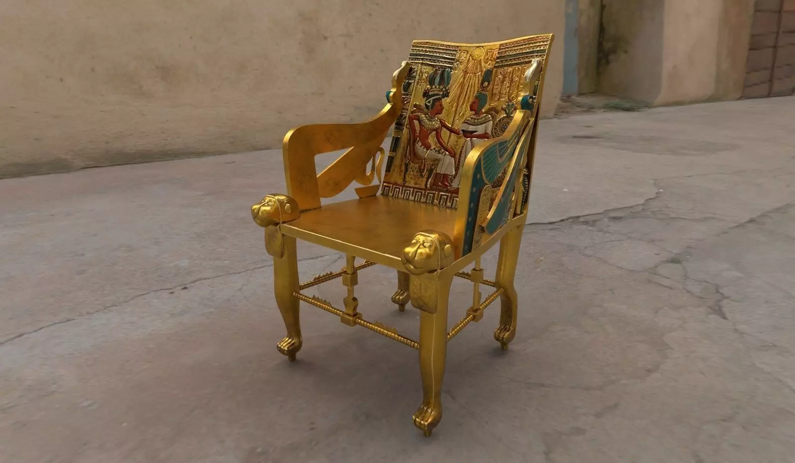 Egyptian Chair Low-poly 3D model_0