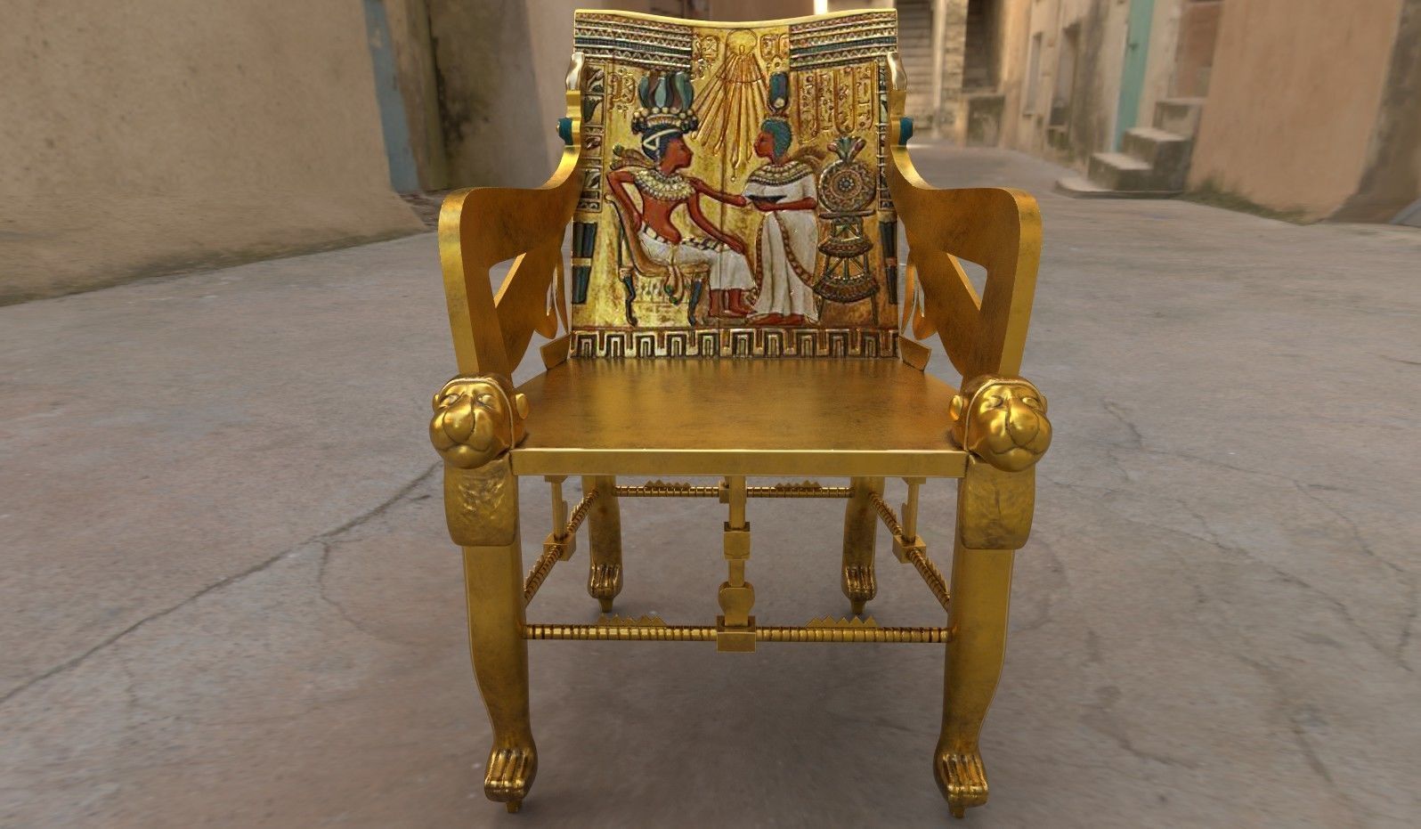 Egyptian Chair Low-poly 3D model_2