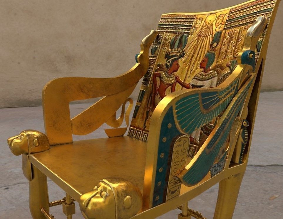 Egyptian Chair Low-poly 3D model_4