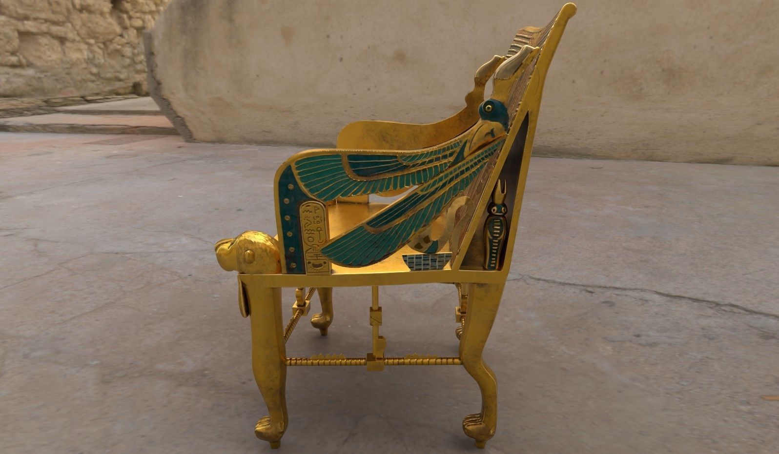 Egyptian Chair Low-poly 3D model_1