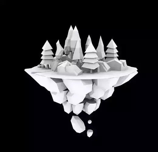 Low Poly Model island with trees