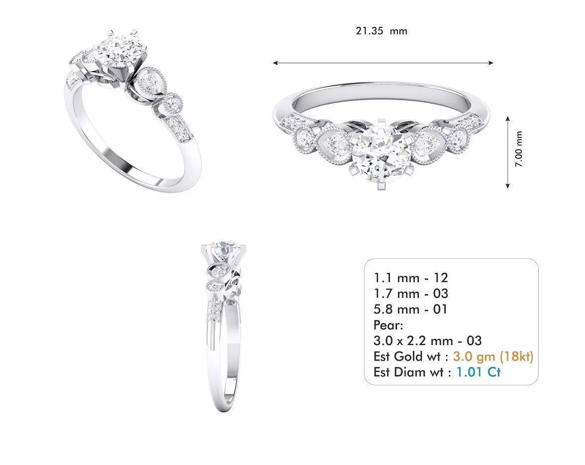 3dm file diamond engagement ring with measurements 3D model_0