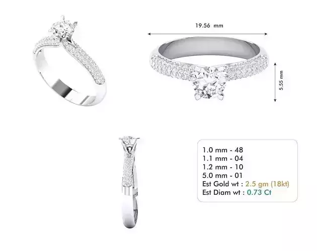 3dm file diamond engagement ring with measurements