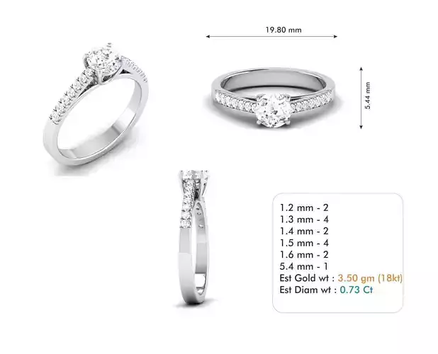 3dm file diamond engagement ring with measurements 3D model