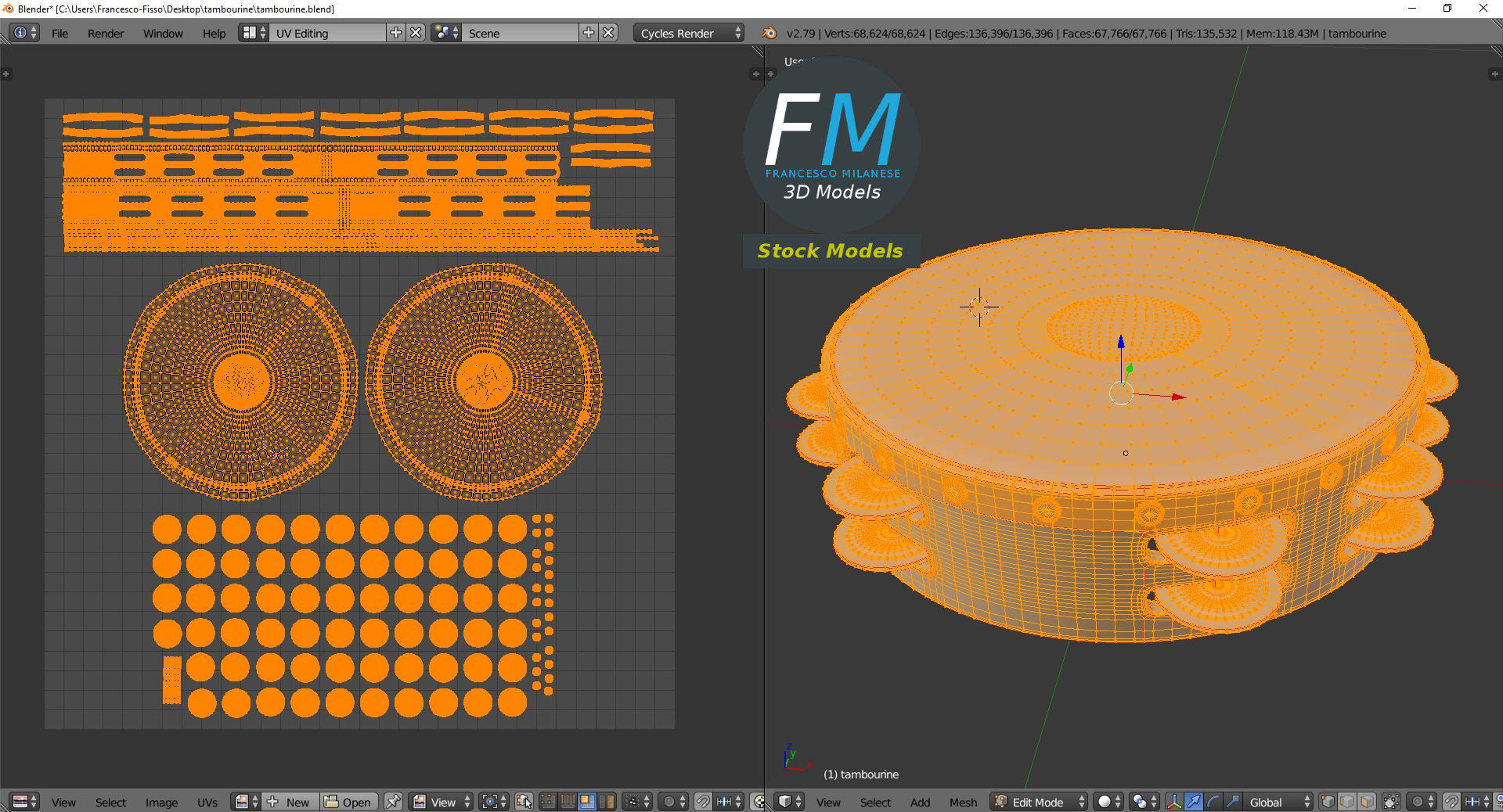 Tambourine 3D model_10
