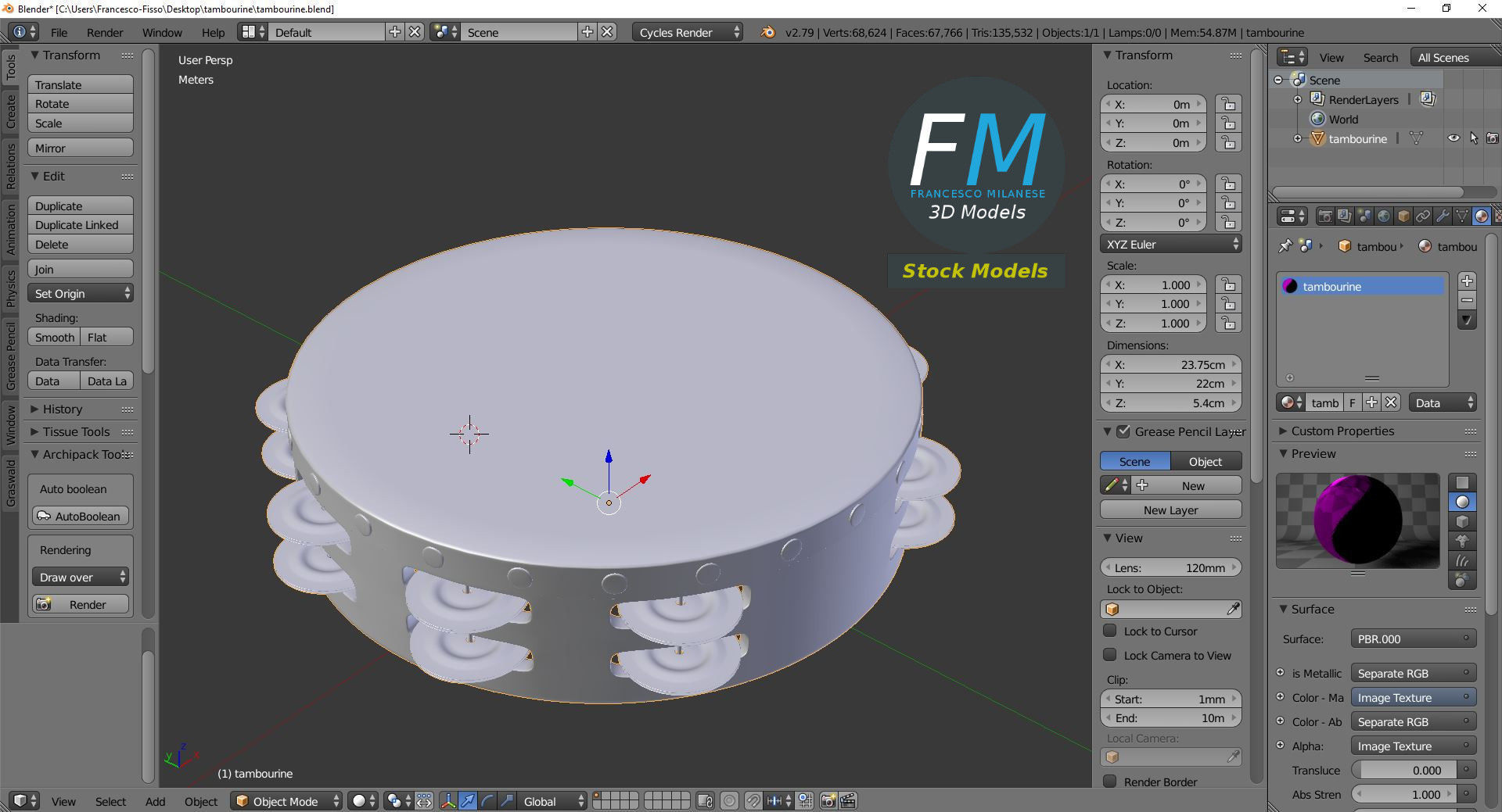 Tambourine 3D model_9