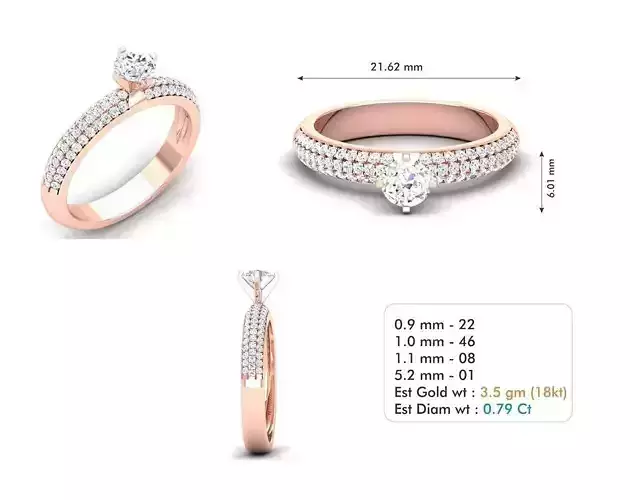 3dm file diamond ring in rose gold