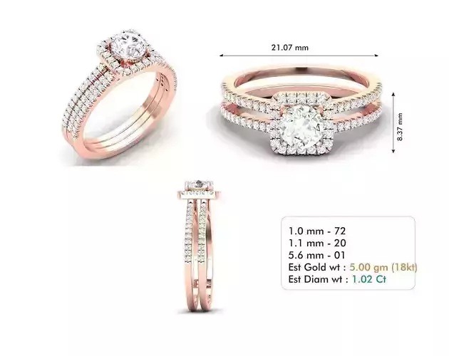 3dm file rose gold engagement ring with diamonds