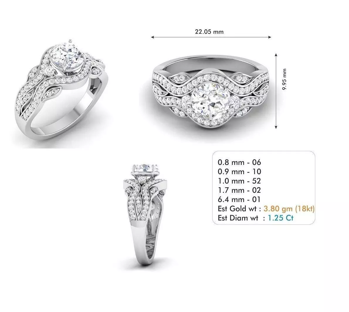 3dm file diamond engagement ring gold 3D model_0