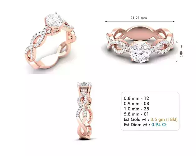 3dm file rose gold diamond engagement ring