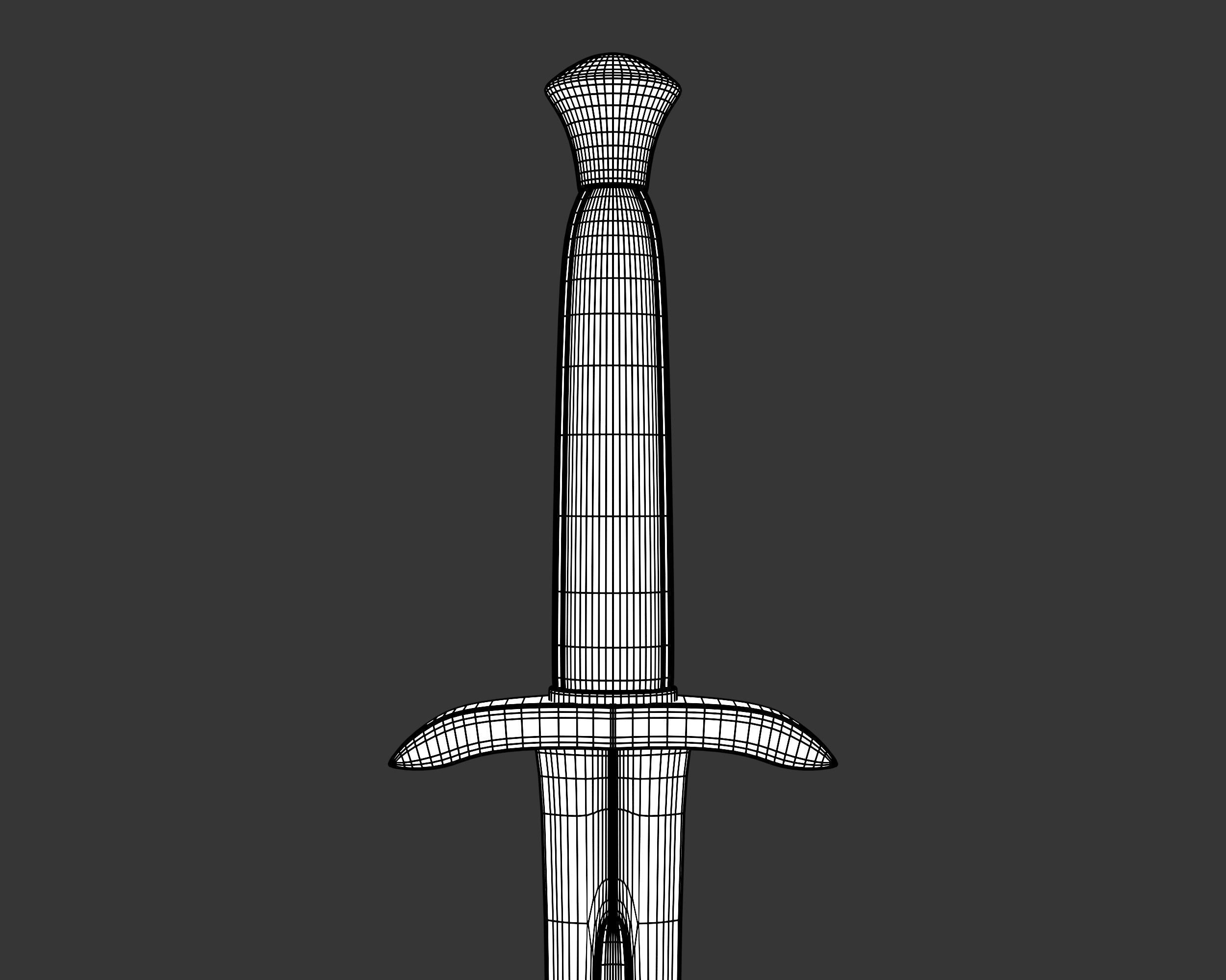Medieval Elegant Weapon Short Sword Low-poly 3D model_14