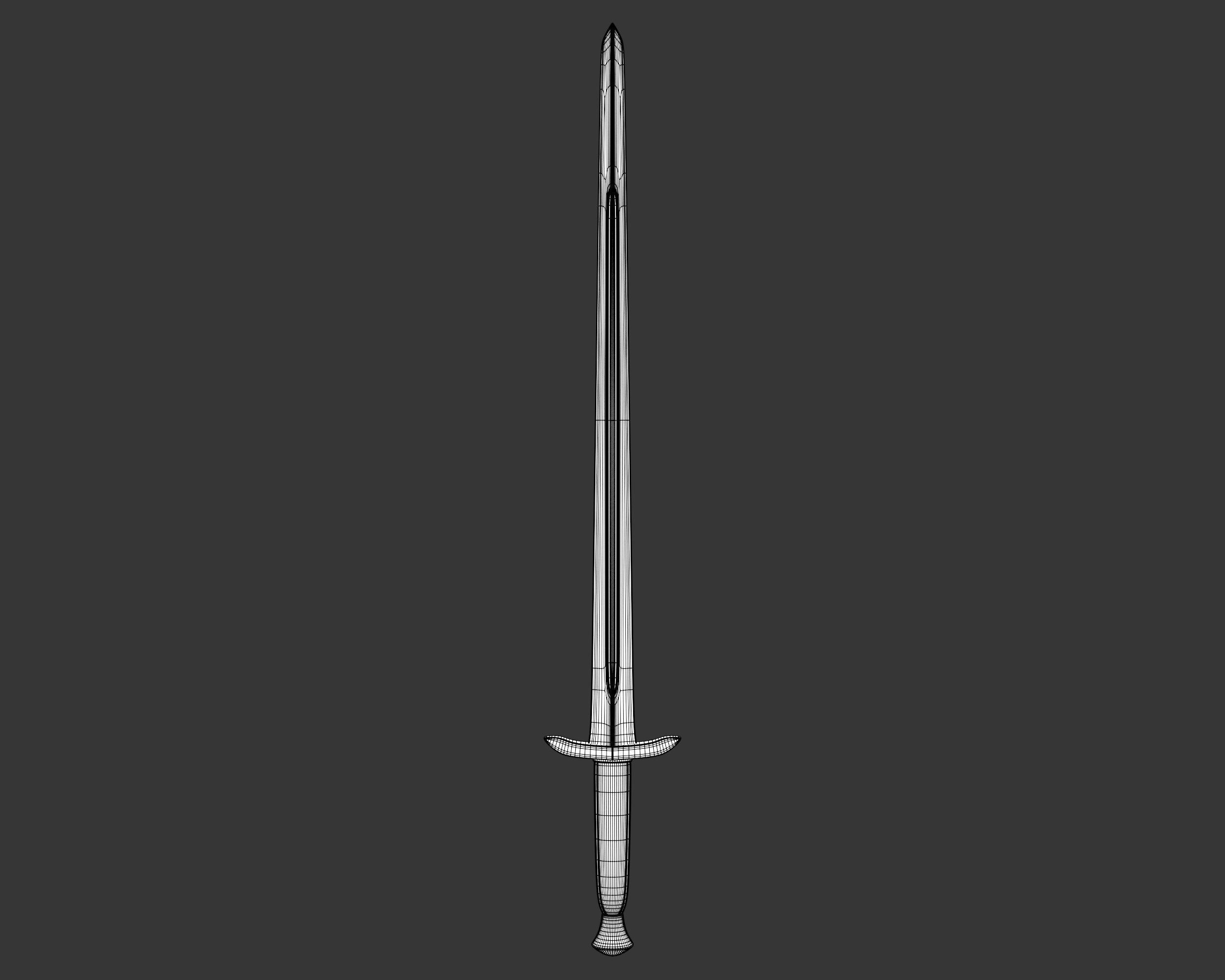 Medieval Elegant Weapon Short Sword Low-poly 3D model_5