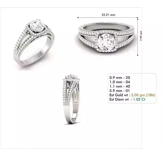 3dm file diamond engagement ring with measurements
