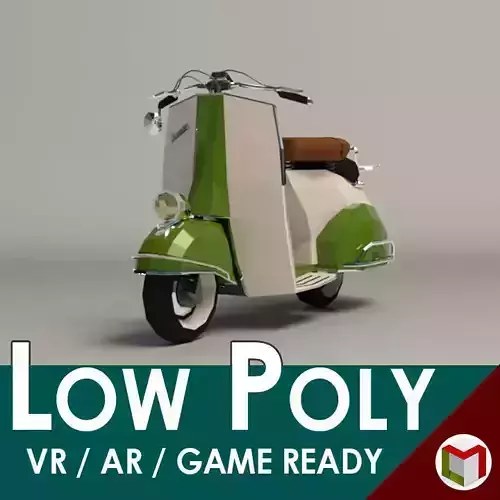 Low Poly Cartoon Vespa Scooter