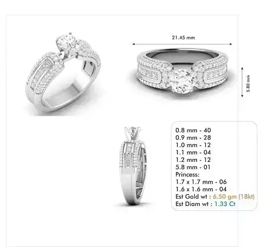 3dm file diamond engagement ring with measurements