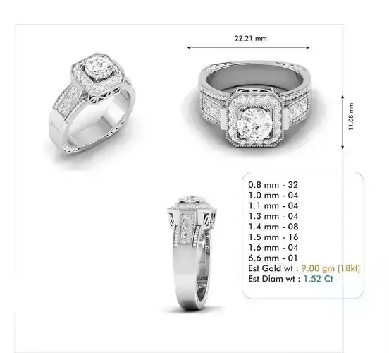 3dm file mens diamond engagement ring 3D model