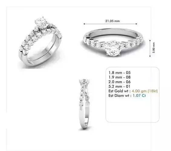 3dm file diamond engagement ring set gold