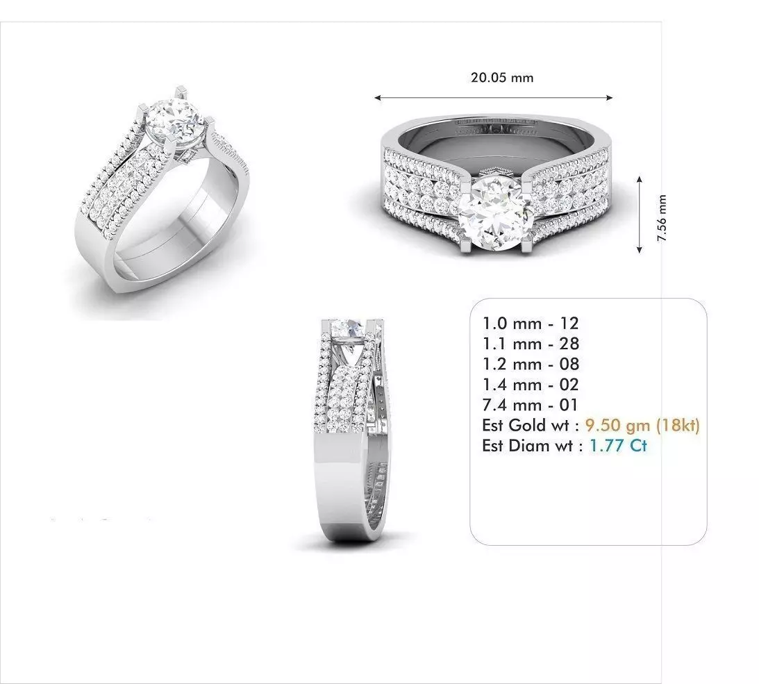 3dm file diamond engagement ring with measurements 3D model_0