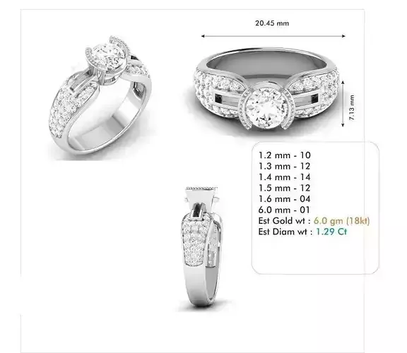 3dm file engagement ring with diamonds