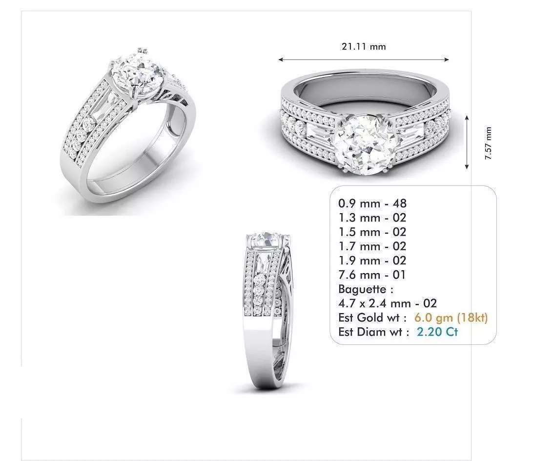 3dm file diamond engagement ring with measurements 3D model_0