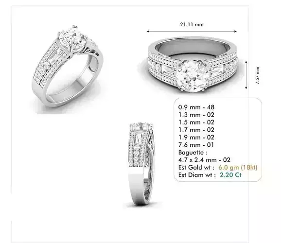 3dm file diamond engagement ring with measurements