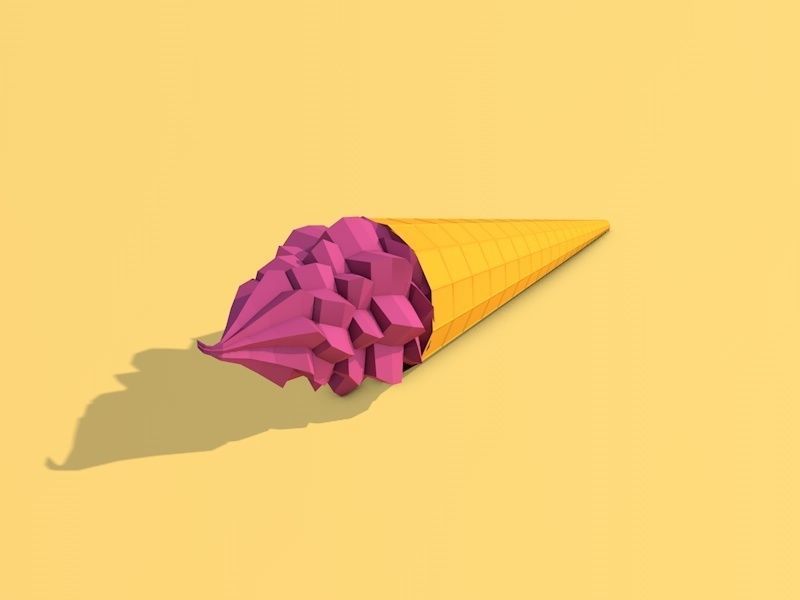 Cartoon Low Poly Ice Cream Low-poly 3D model_7