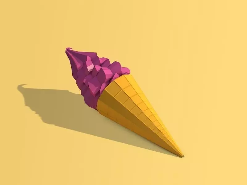 Cartoon Low Poly Ice Cream Low-poly 3D model_0