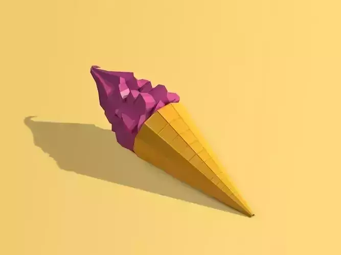 Cartoon Low Poly Ice Cream Low-poly 3D model